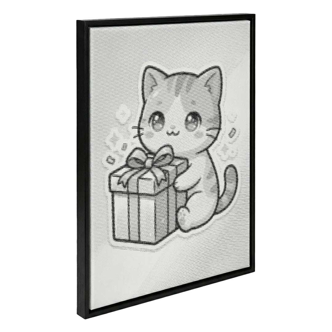 Cat with Gift Dot Painting