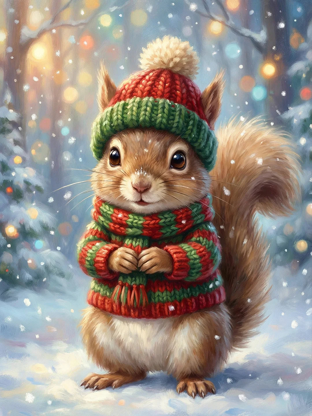 Winter Squirrel Dot Painting