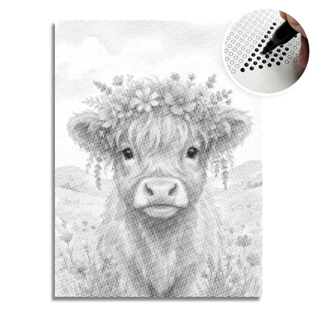 Cow with Flowers Dot Painting