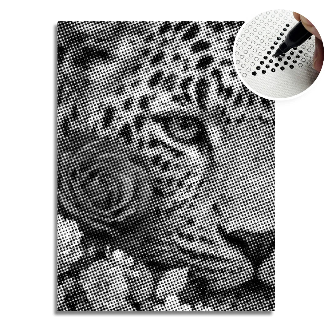 Botanical Panther Dot Painting