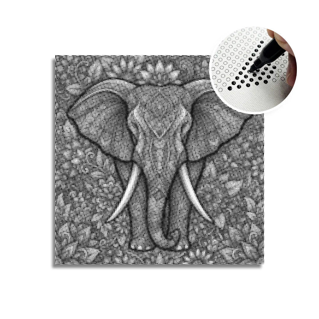 Floral Elephant Dot Painting