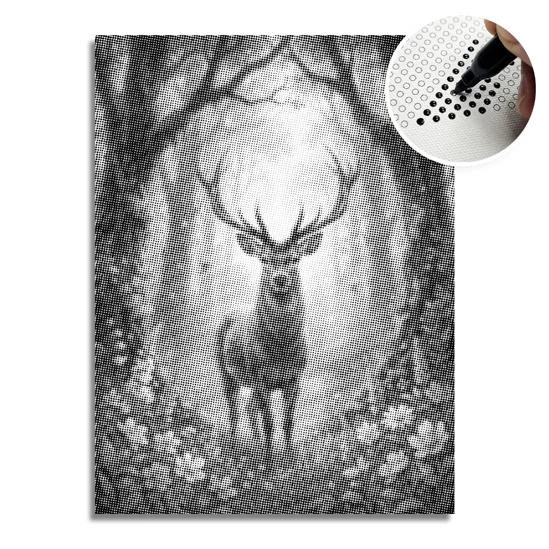 Deer with Flowers Dot Painting