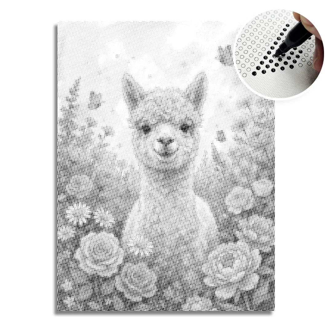 Alpaca with Flowers Dot Painting