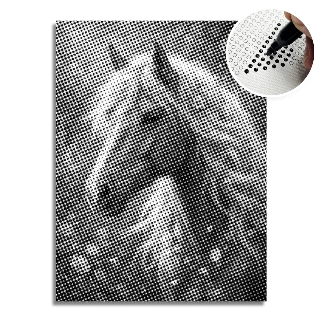 Horse with Flowers Dot Painting