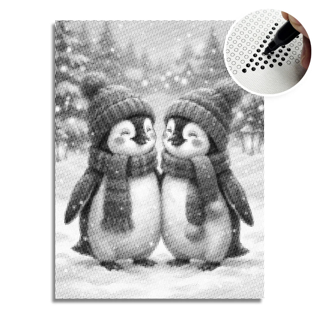 Winter Penguins Dot Painting