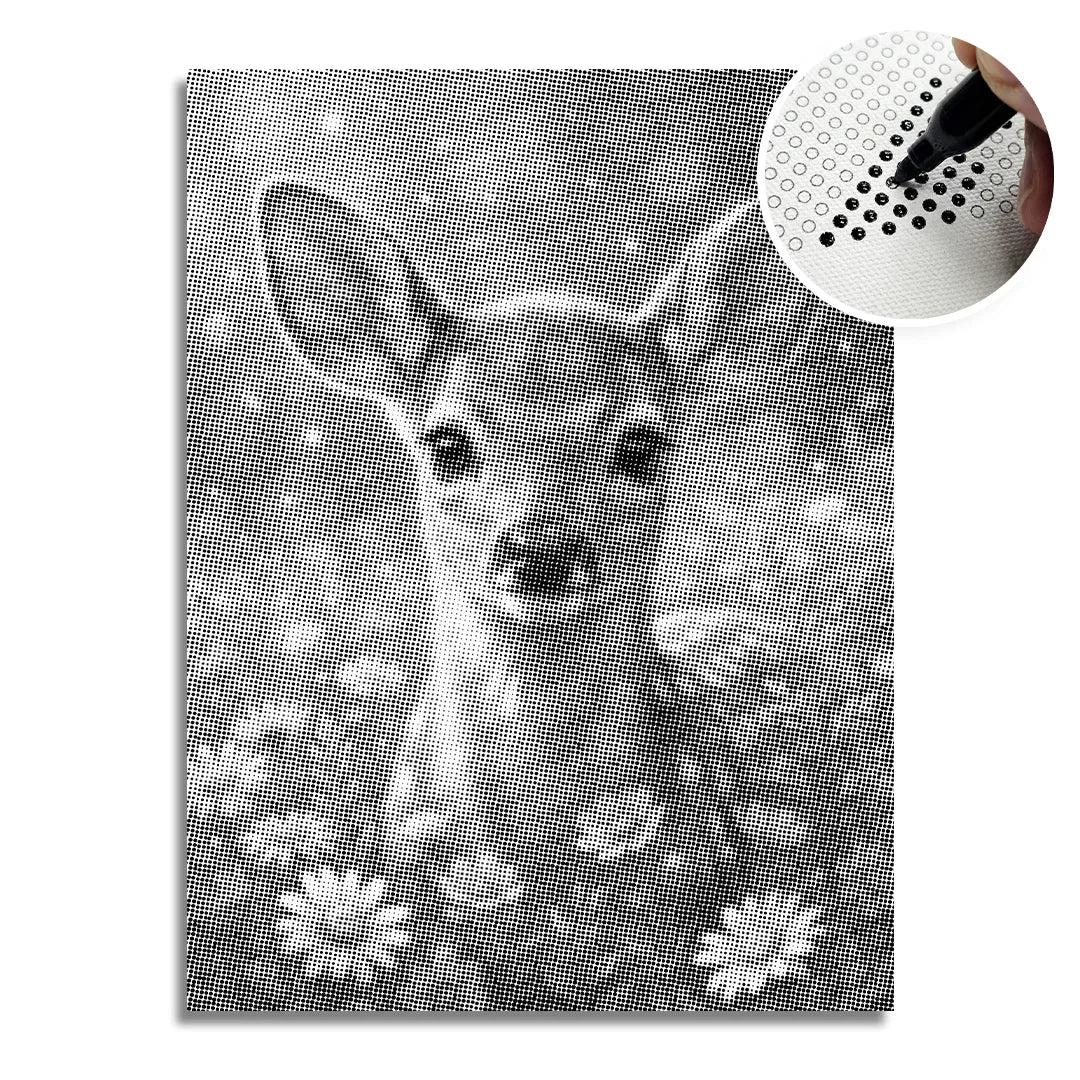 Deer with Flowers Dot Painting