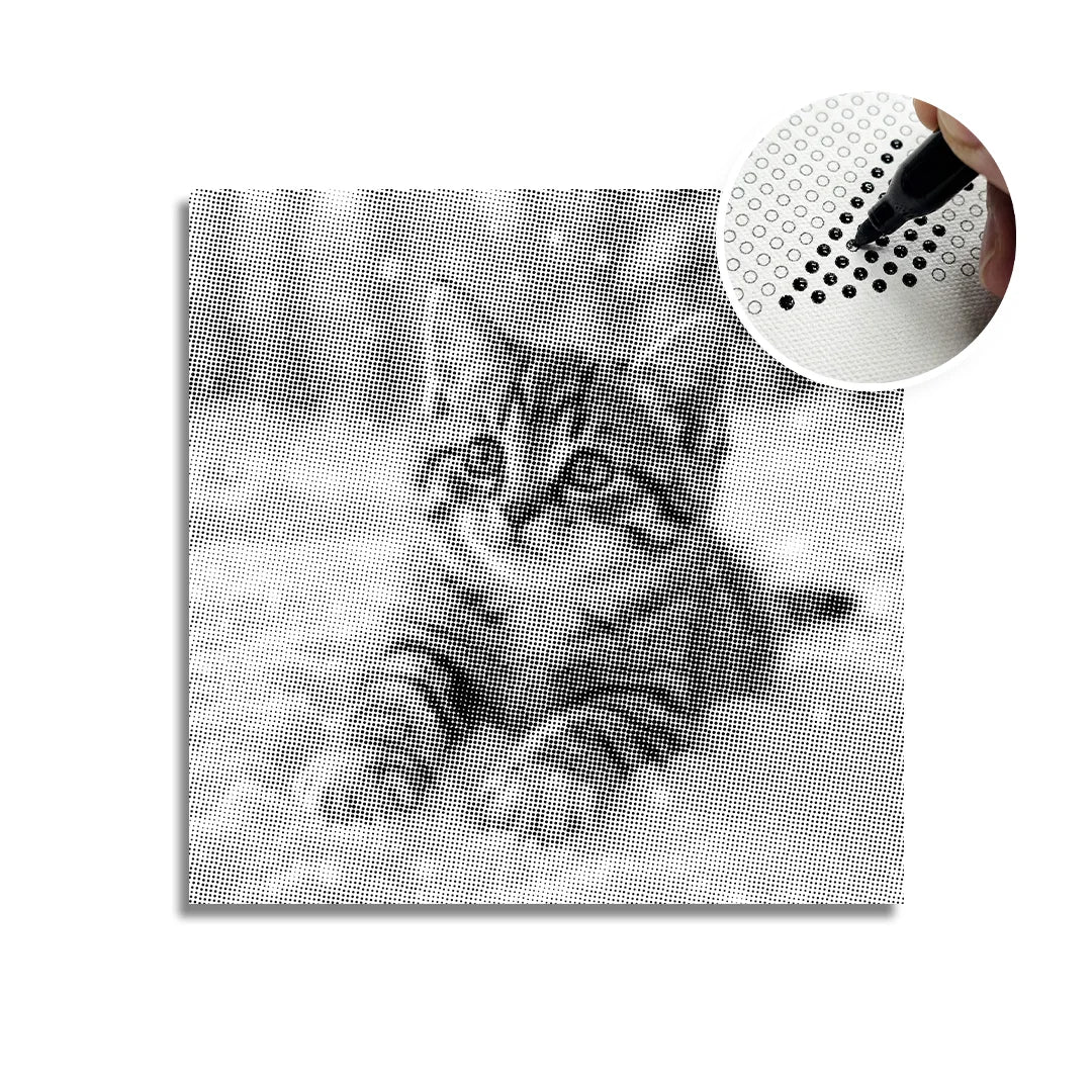 Kitten in the Snow Dot Painting
