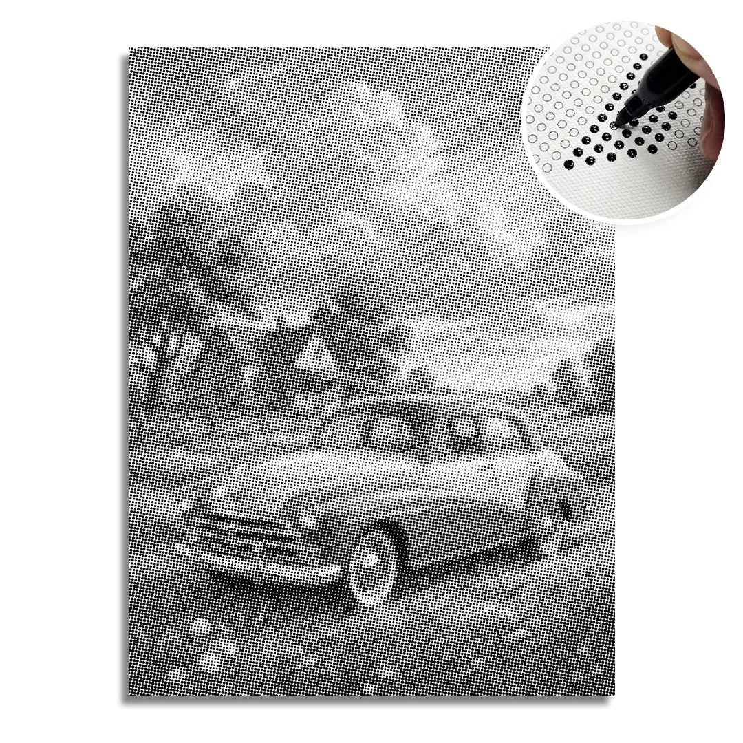 Old Car on the Farm Dot Painting