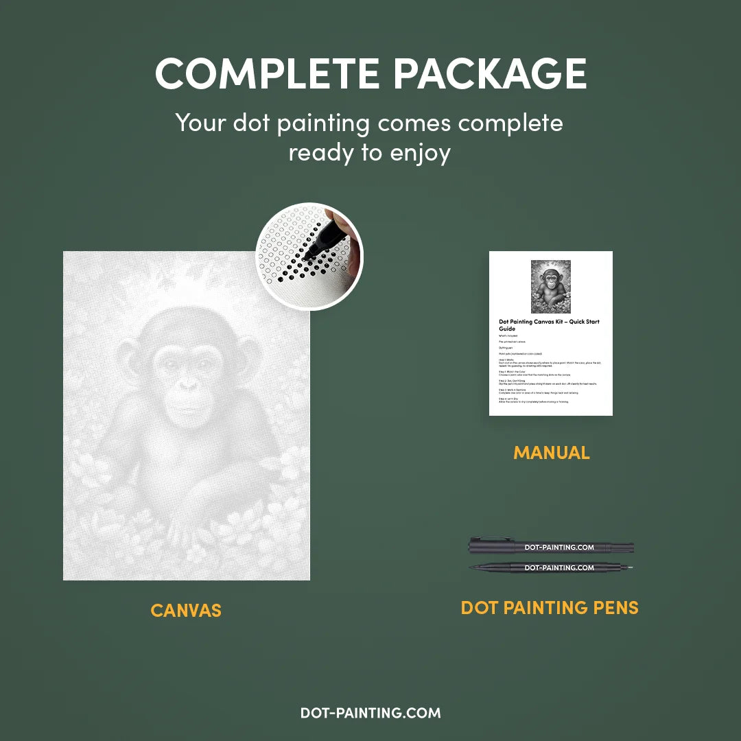 Monkey with Flowers Dot Painting