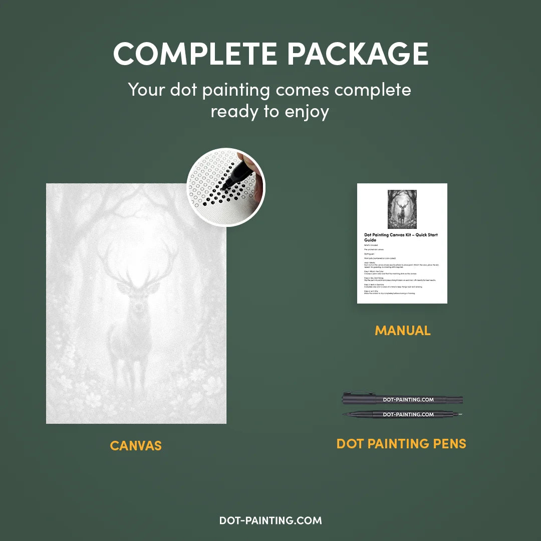 Deer with Flowers Dot Painting