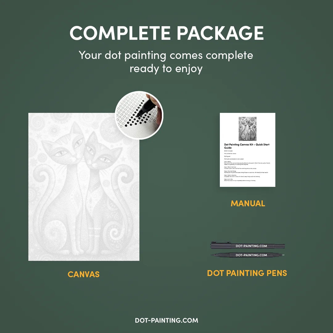 2 Graceful Cats Dot Painting