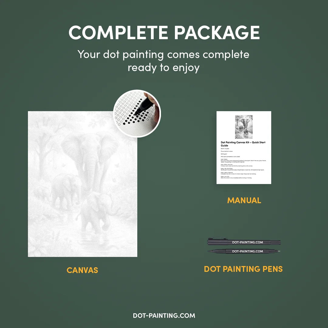 Elephant Family Dot Painting