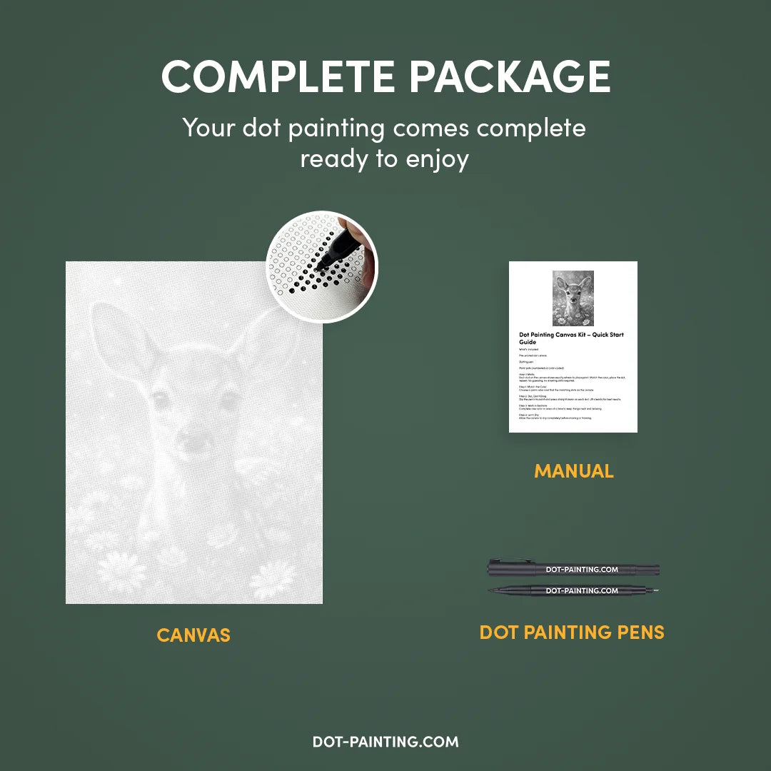 Deer with Flowers Dot Painting