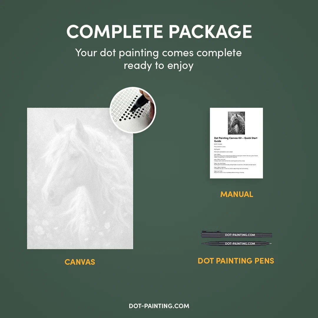 Horse with Flowers Dot Painting