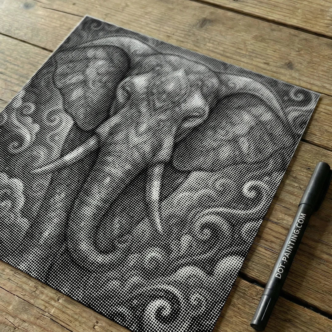 Elephant on a Cloud Dot Painting