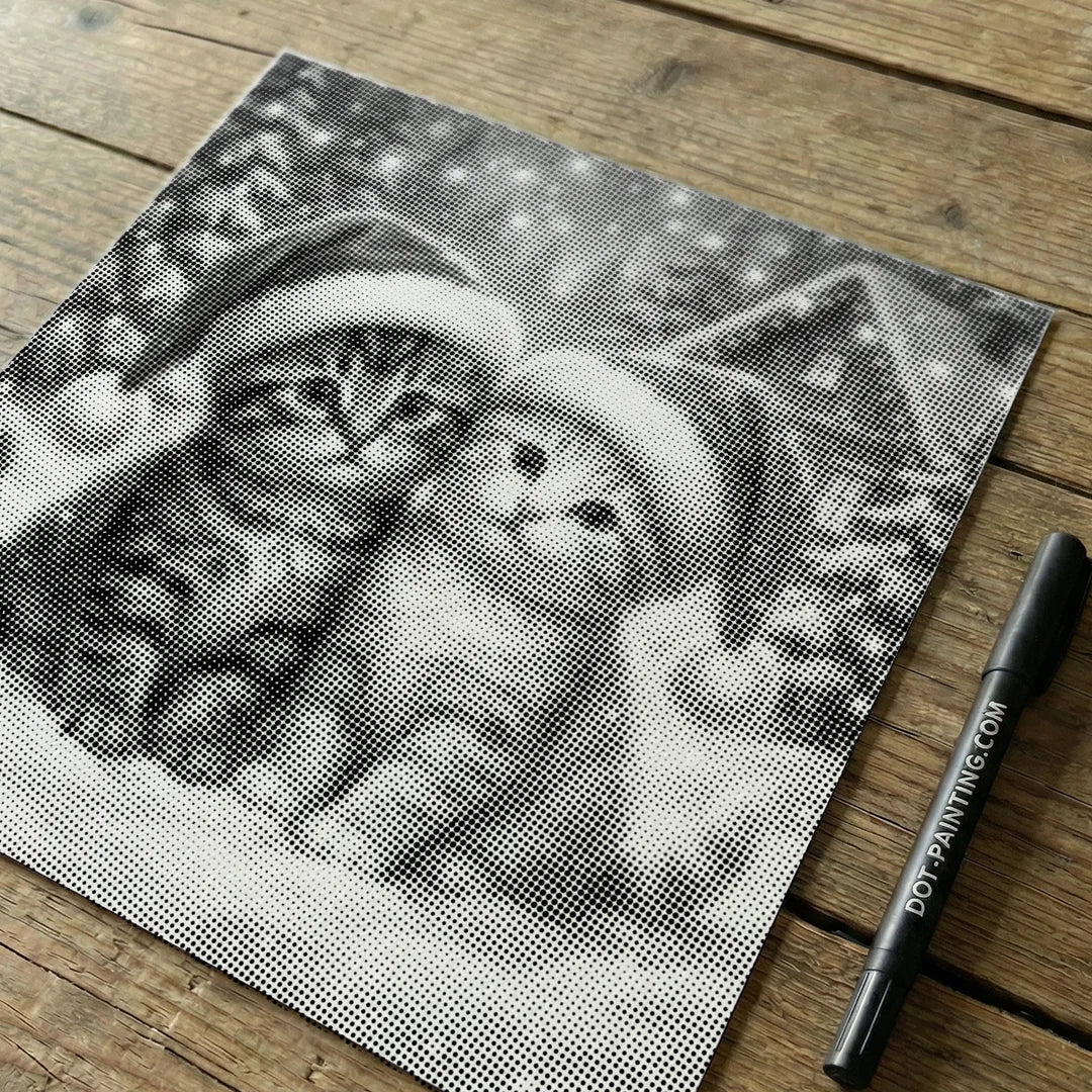 Christmas Kitten Dot Painting