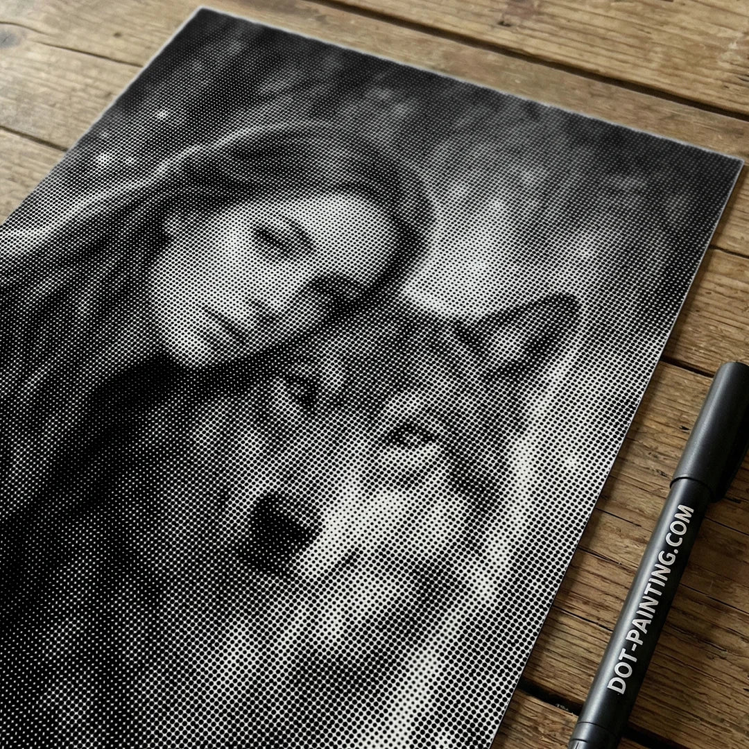 Women with a Wolf Dot Painting