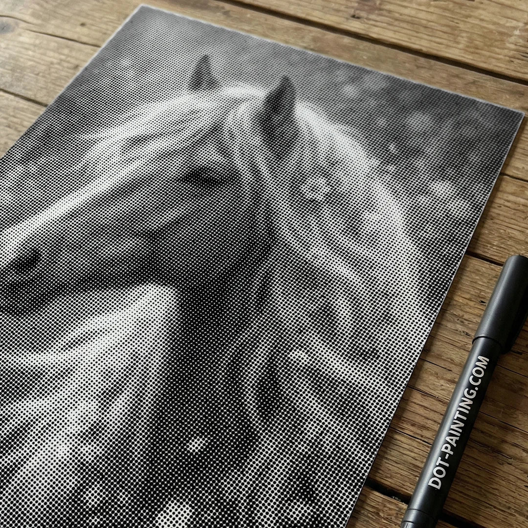 Horse with Flowers Dot Painting