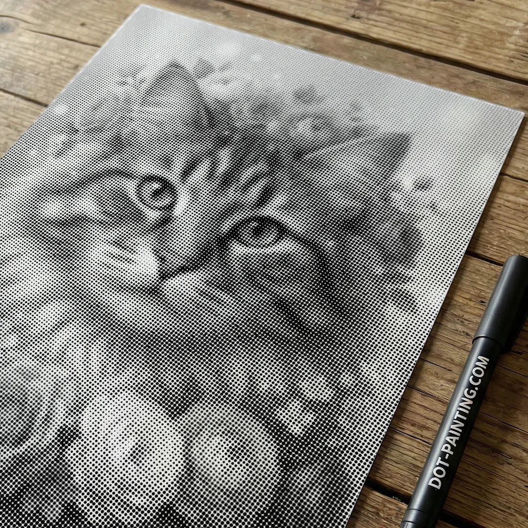 Cat with Flowers Dot Painting