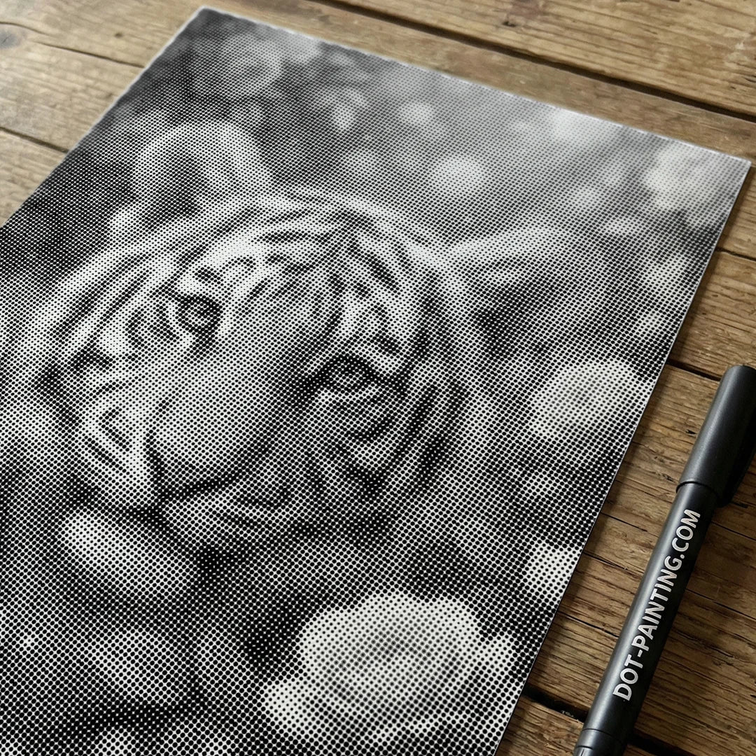 Tiger with Flowers Dot Painting