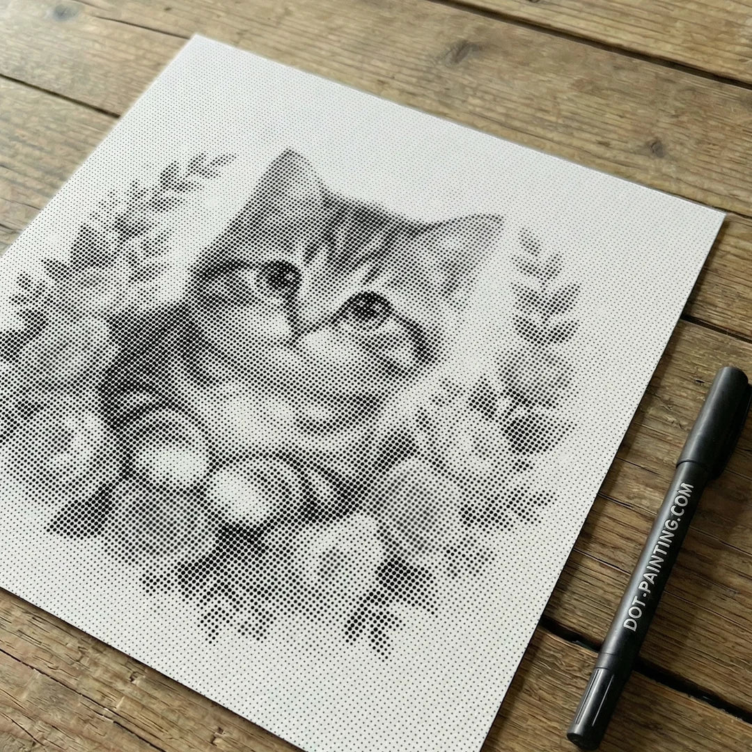 Cat with Flowers 2 Dot Painting