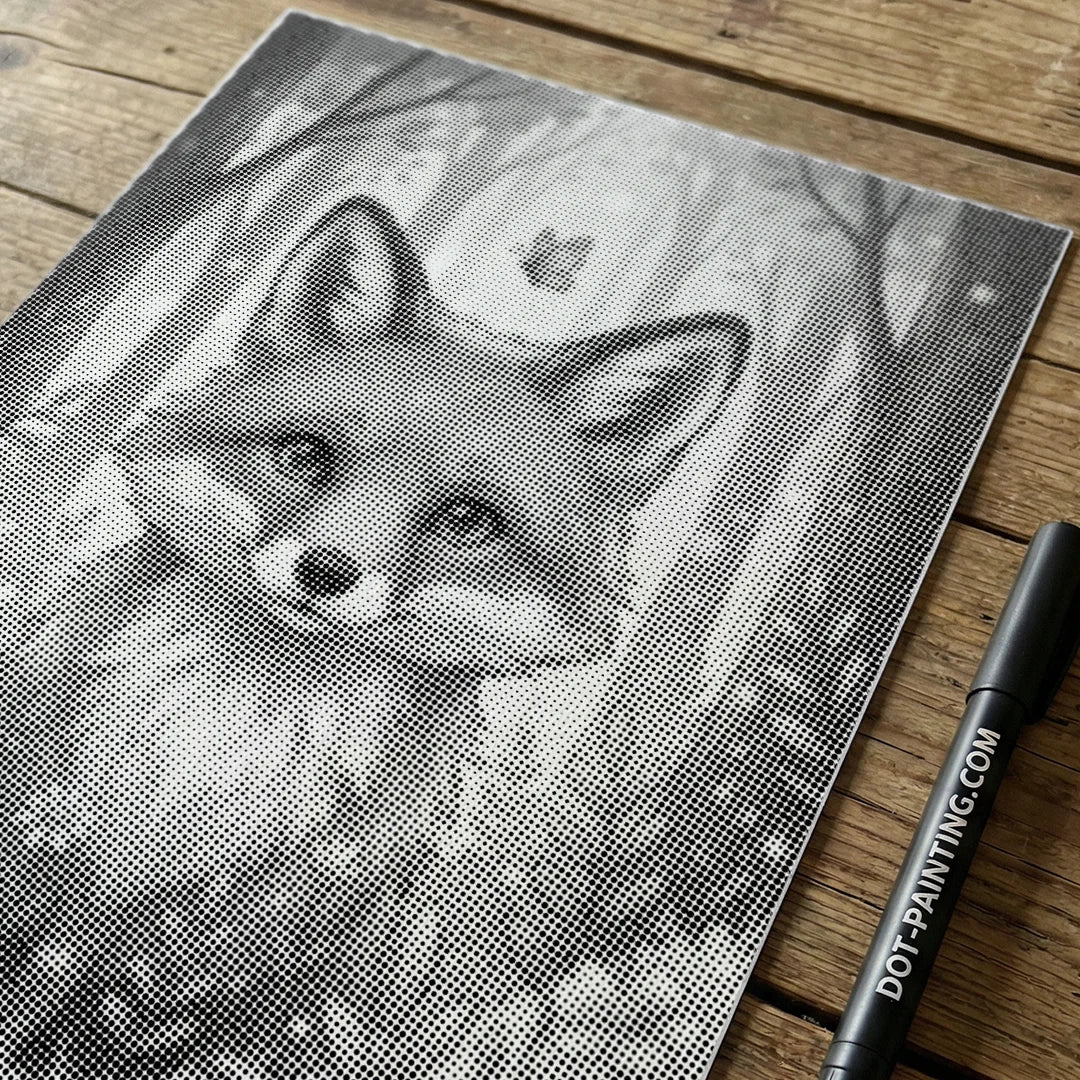 Fox with Flowers Dot Painting
