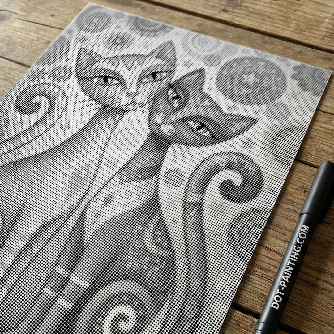 2 Graceful Cats Dot Painting