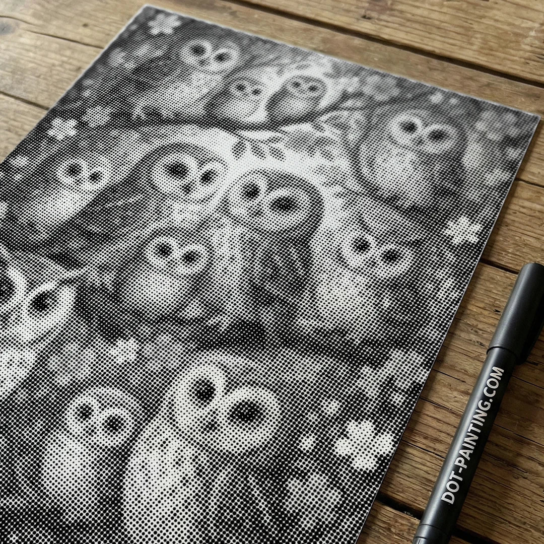 Owls in the Tree Dot Painting