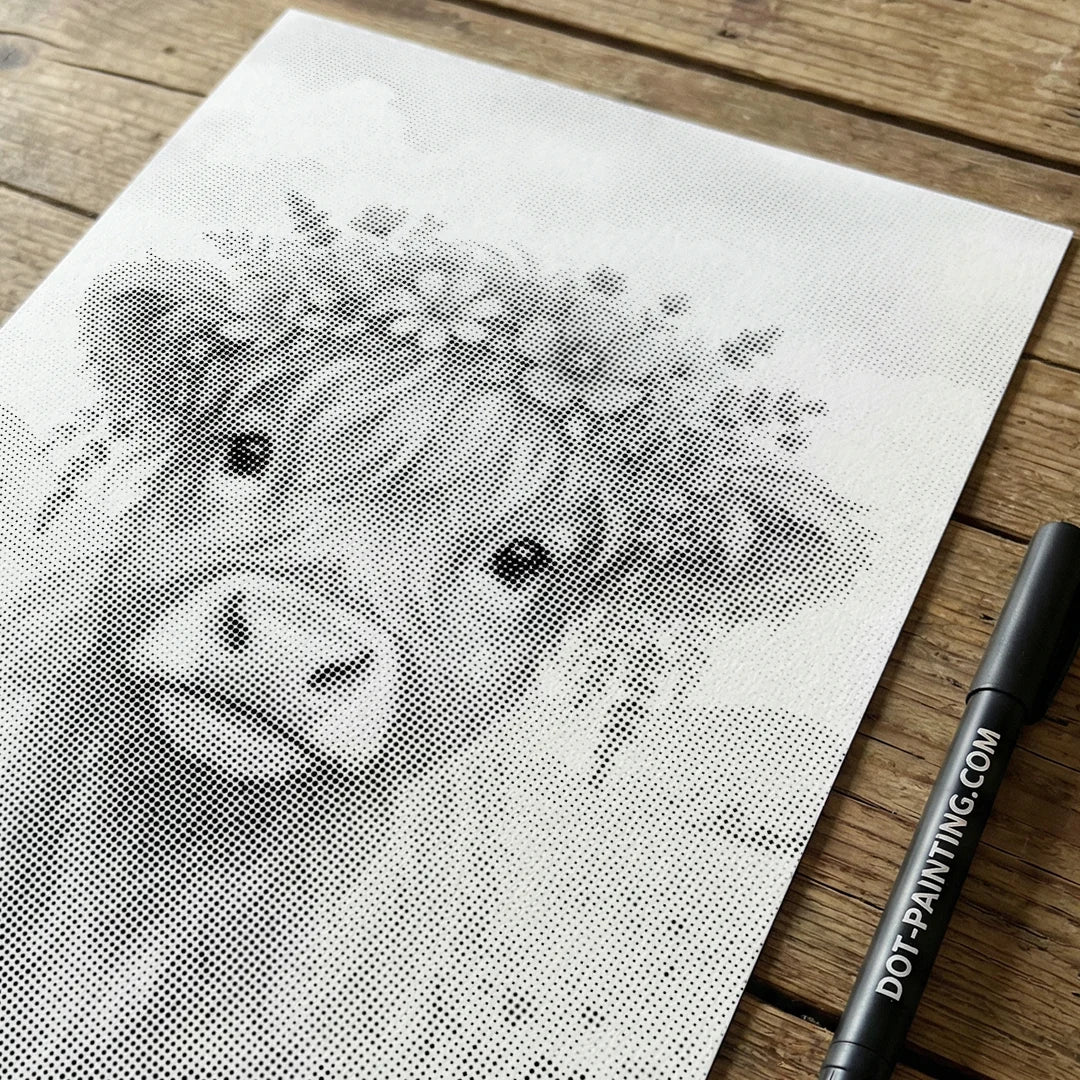 Cow with Flowers Dot Painting