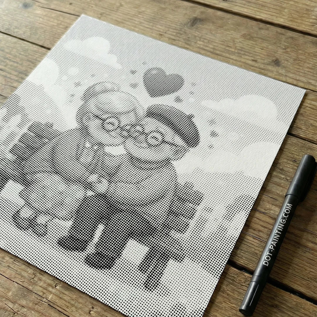 Old Couple Dot Painting