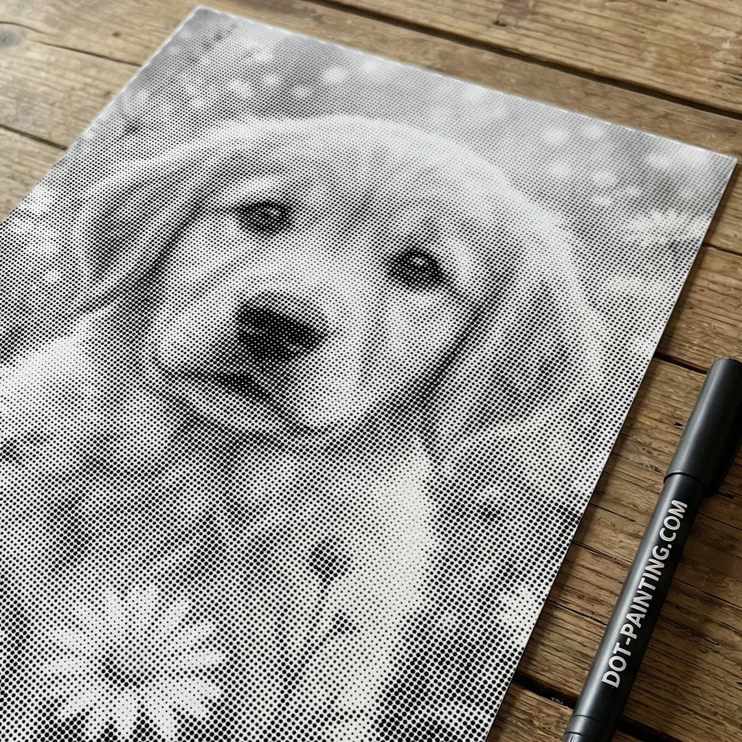 Puppy with Flowers Dot Painting
