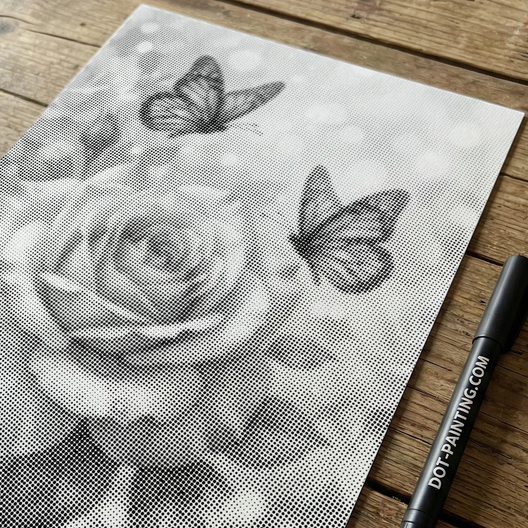 Butterfly with Rose Dot Painting