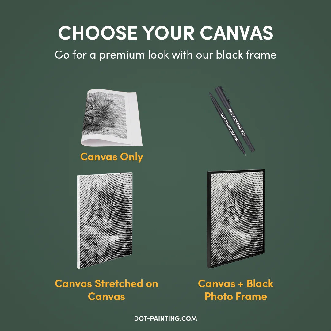 Cat with Flowers Dot Painting