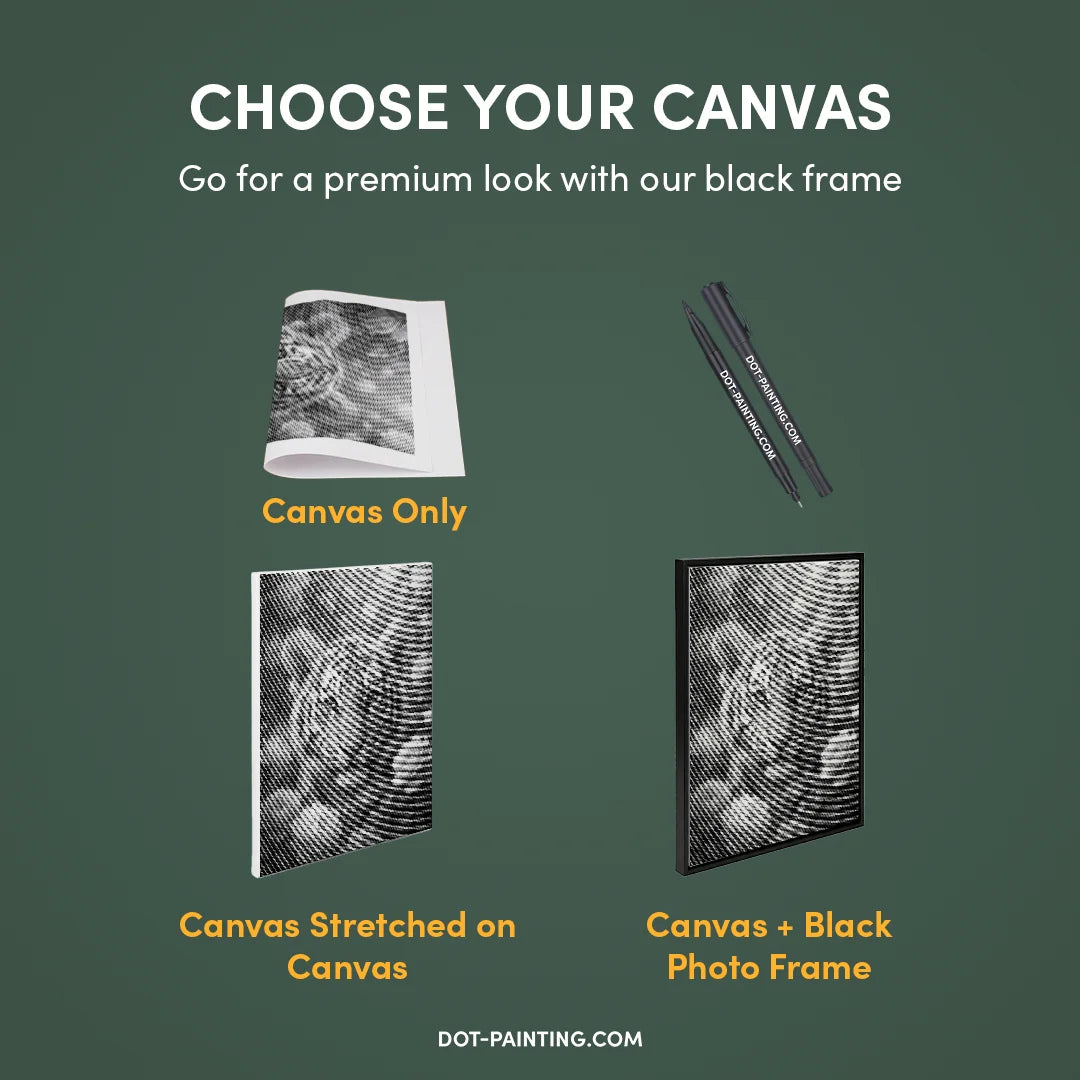 Tiger with Flowers Dot Painting