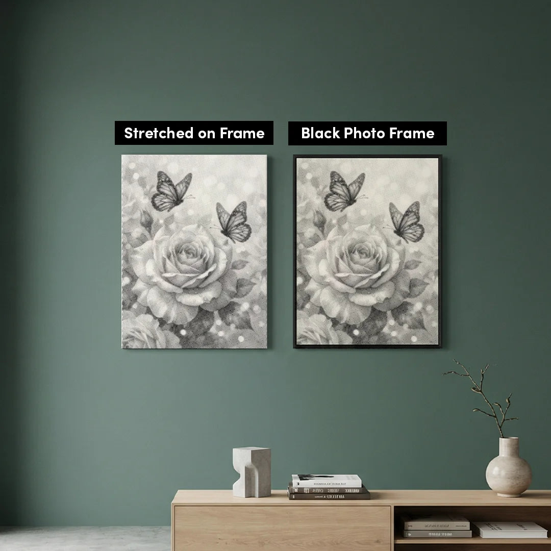 Butterfly with Rose Dot Painting