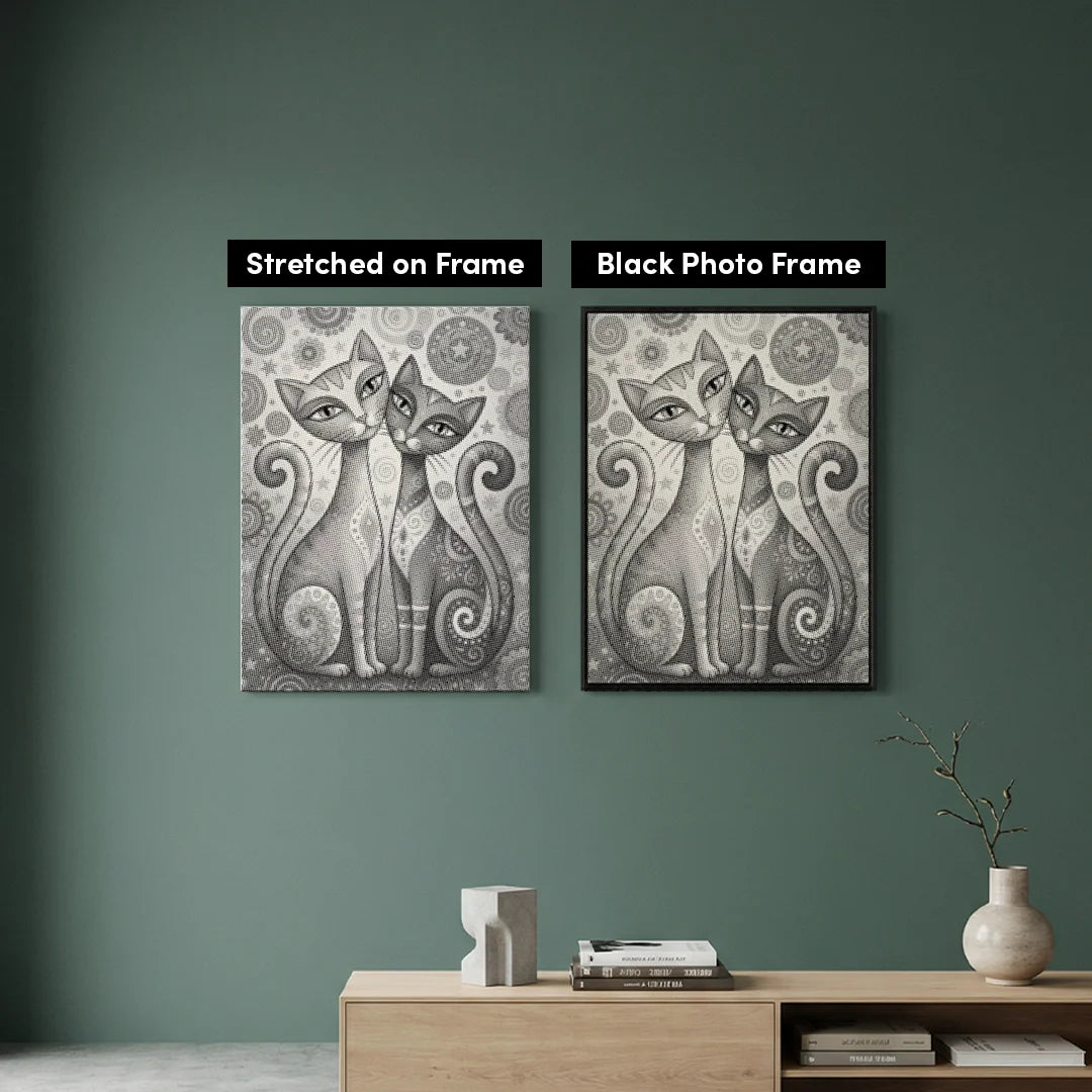 2 Graceful Cats Dot Painting