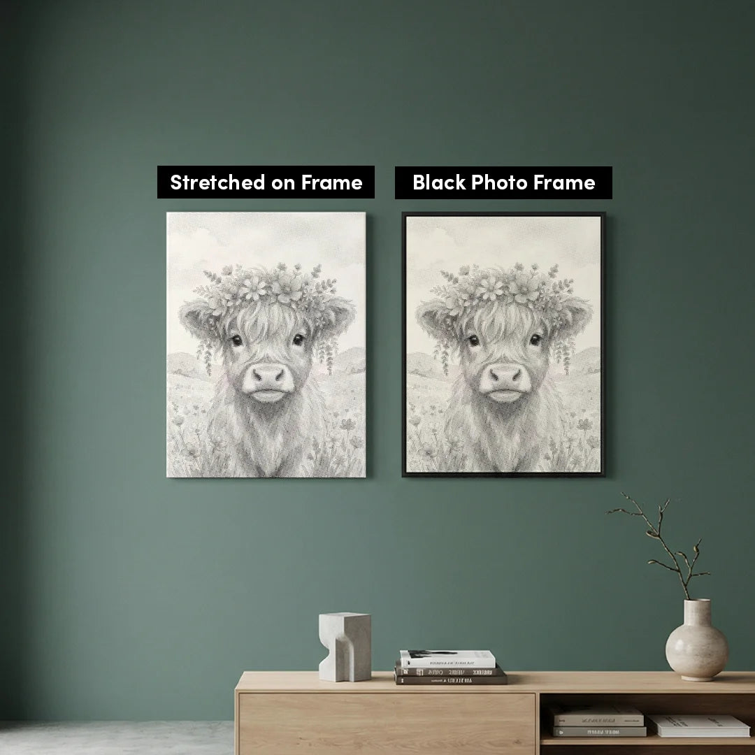 Cow with Flowers Dot Painting