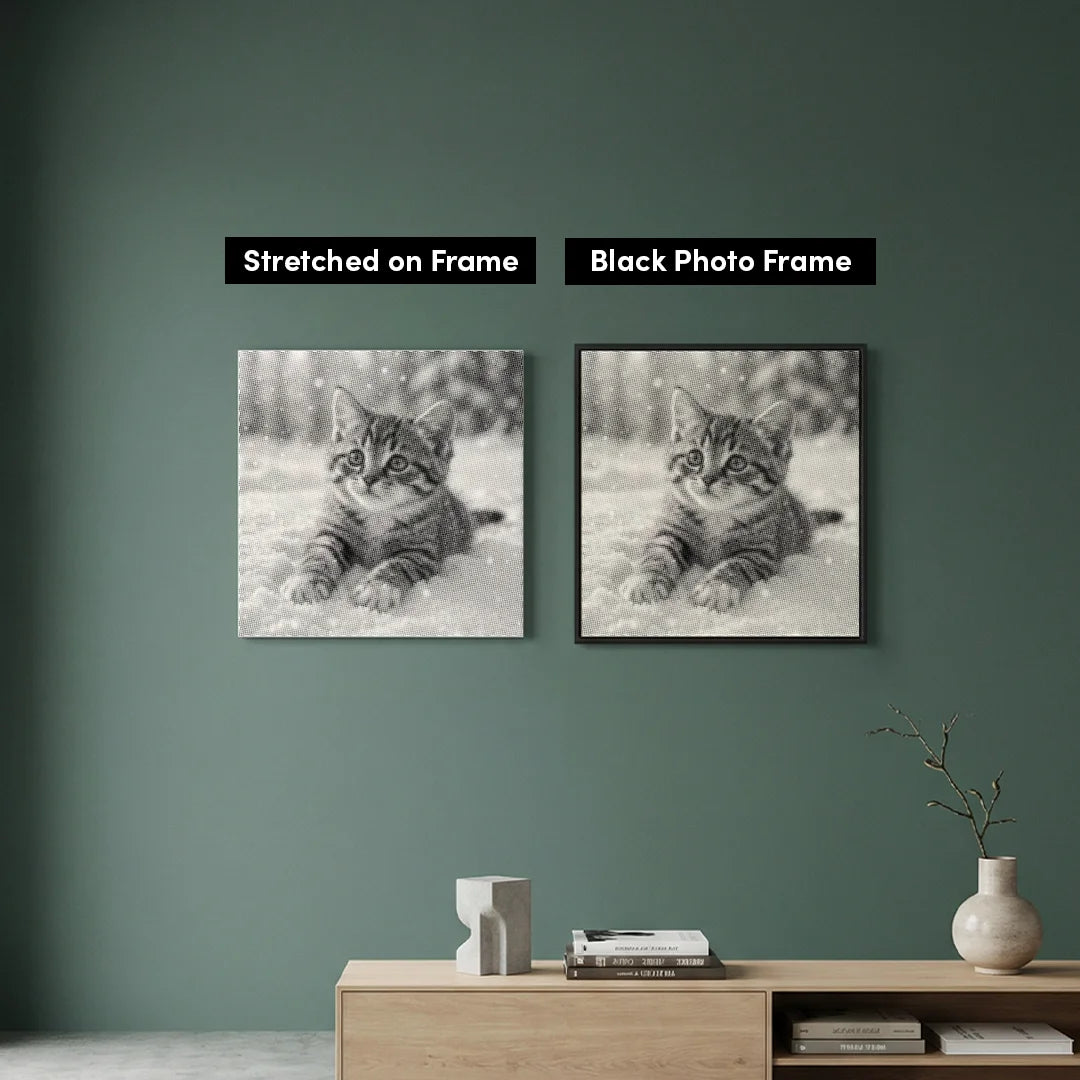 Kitten in the Snow Dot Painting