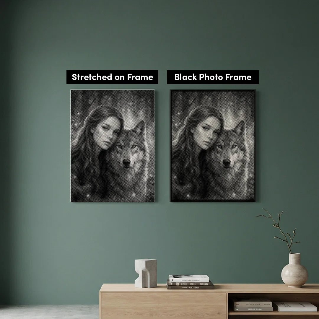 Women with a Wolf Dot Painting