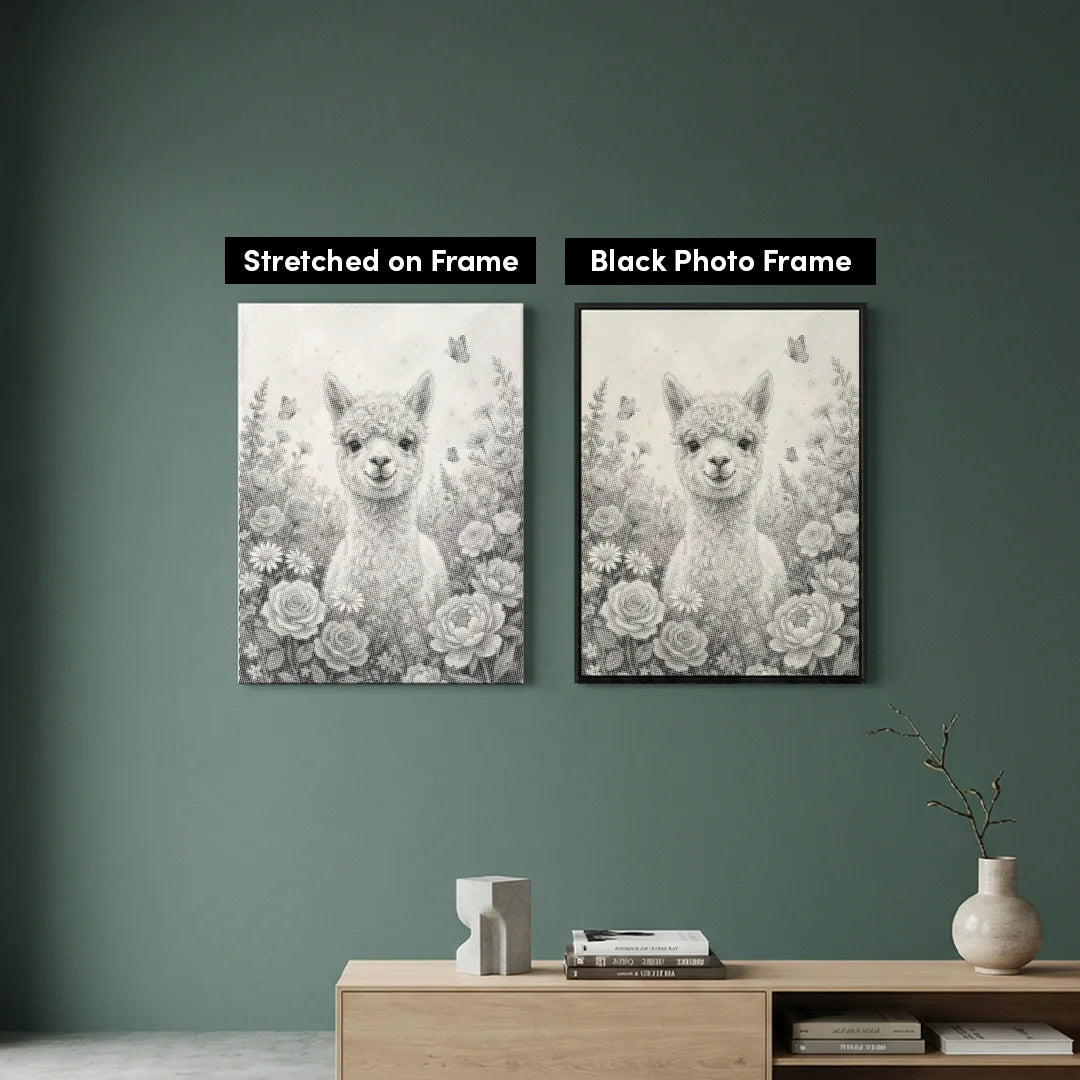 Alpaca with Flowers Dot Painting