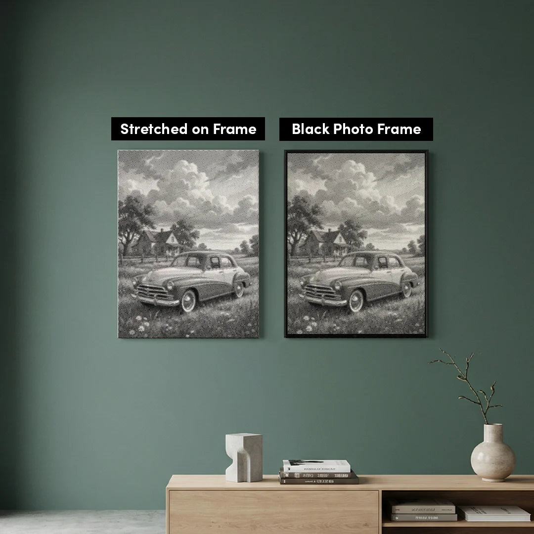 Old Car on the Farm Dot Painting