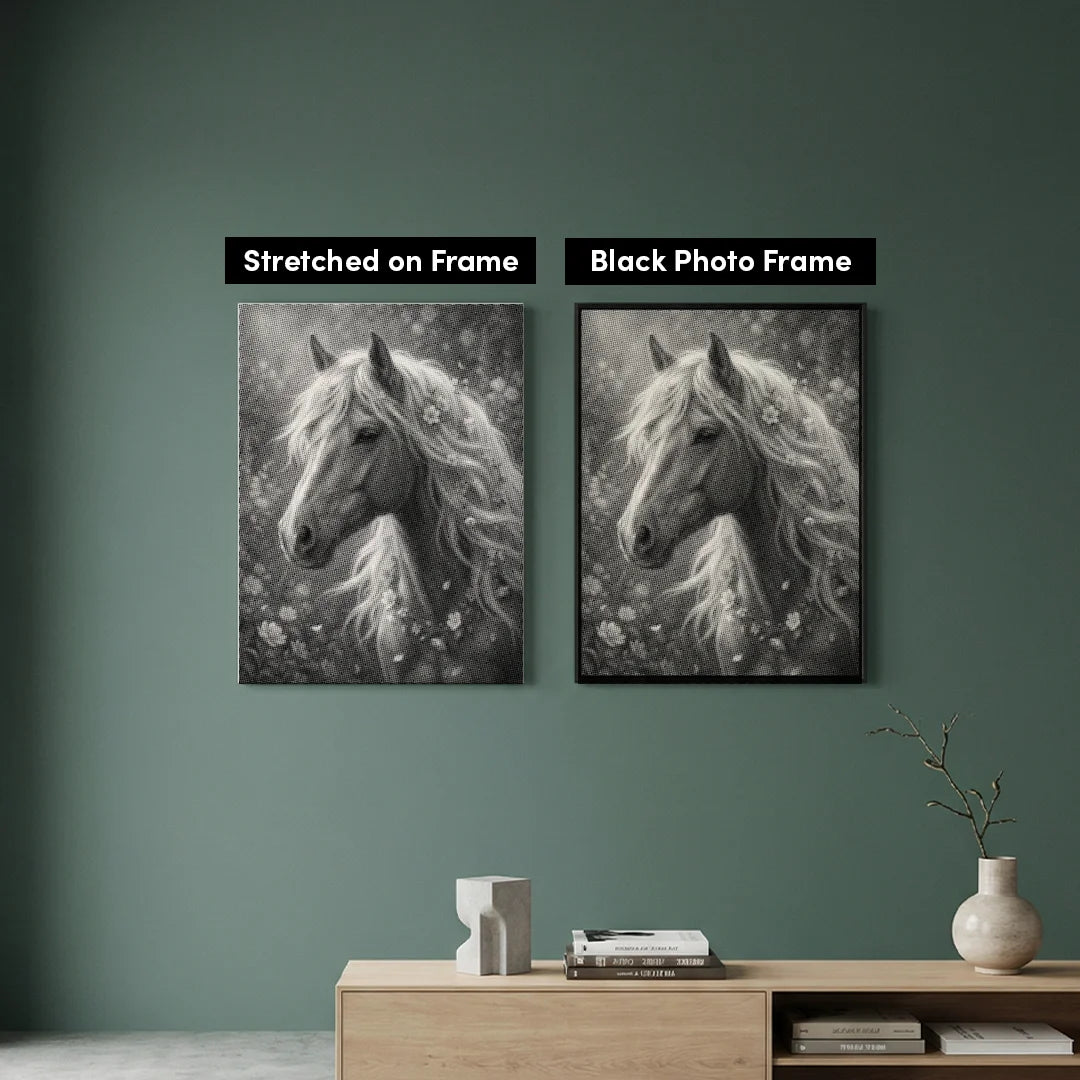 Horse with Flowers Dot Painting