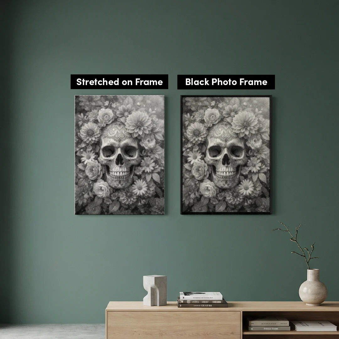 Skull with Flowers Dot Painting