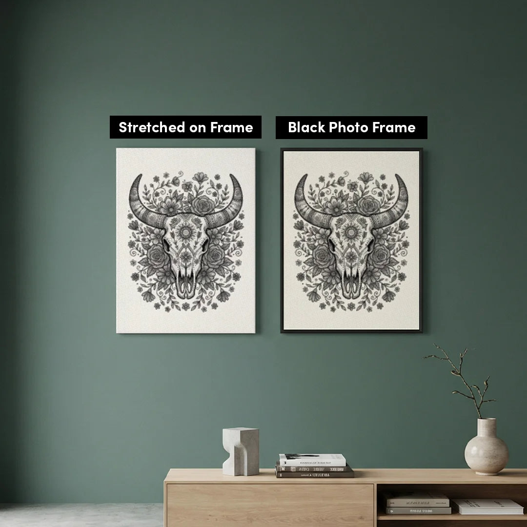 Bull Skull Dot Painting