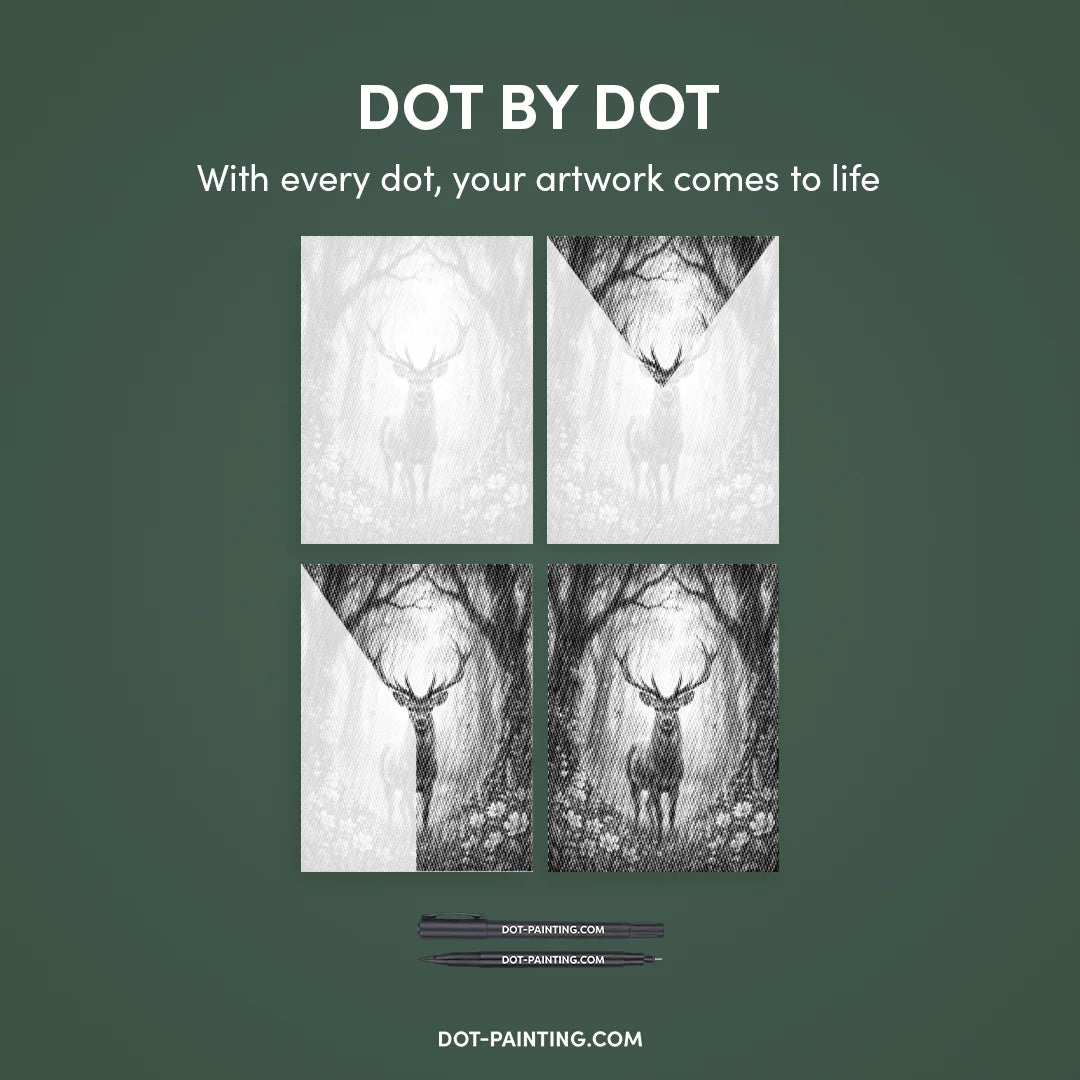 Deer with Flowers Dot Painting