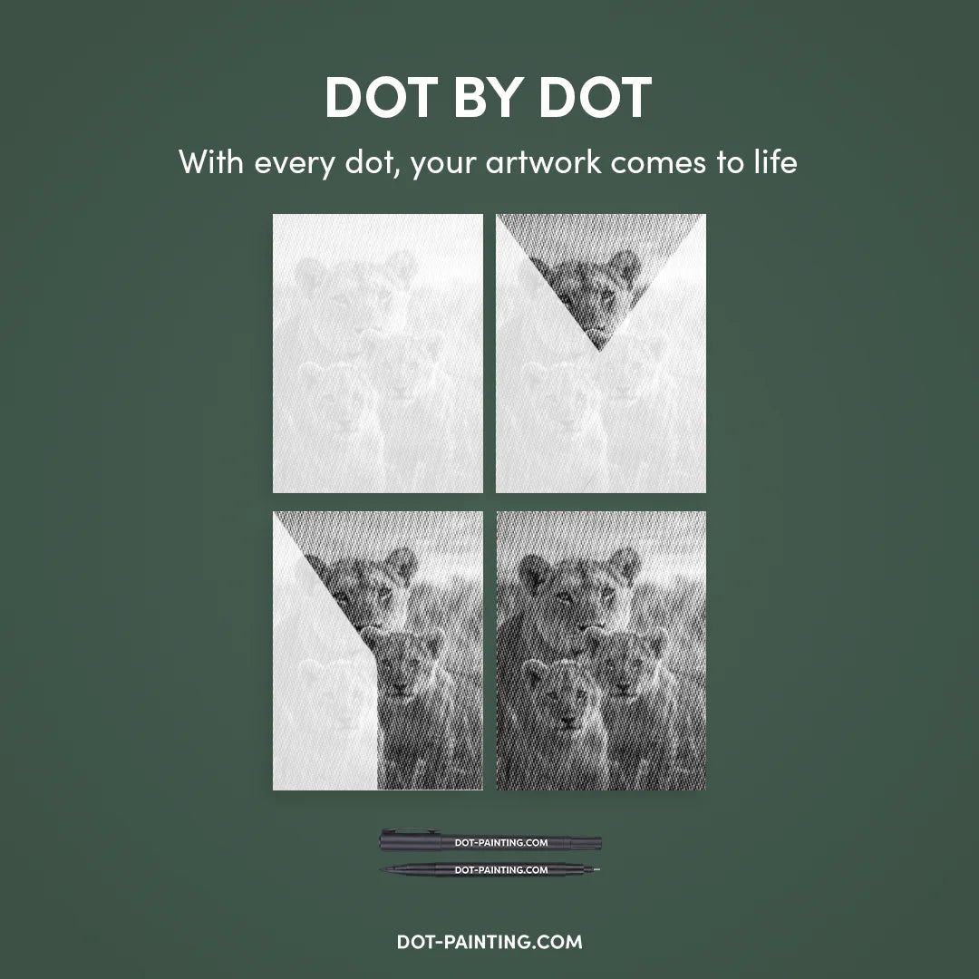 Lion Family Dot Painting