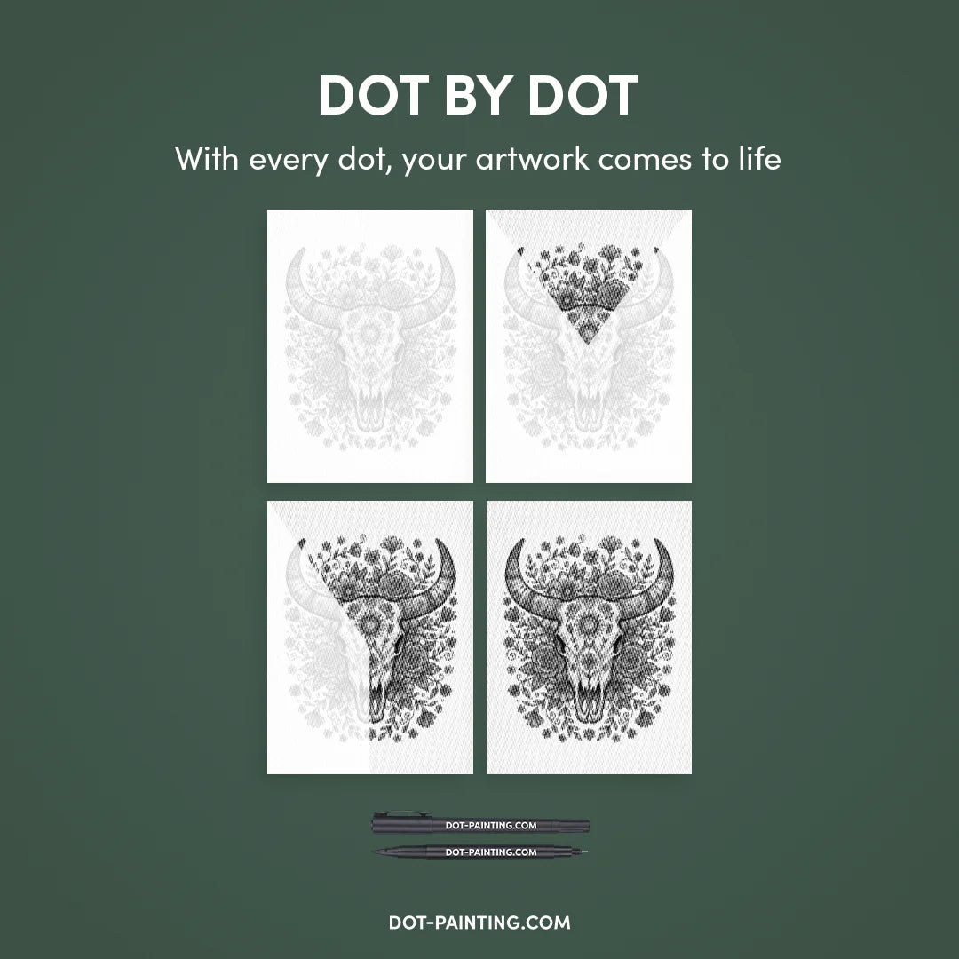 Bull Skull Dot Painting