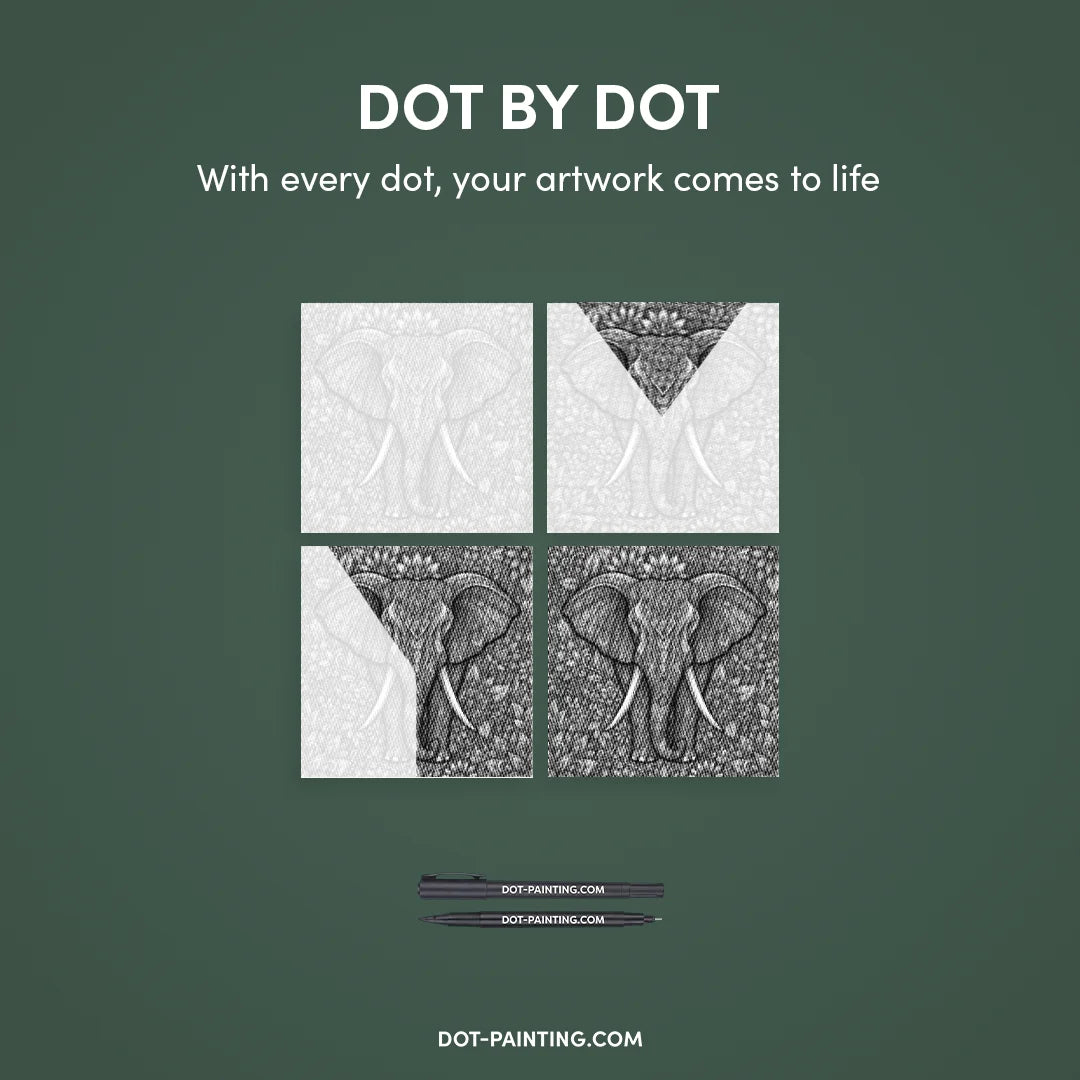 Floral Elephant Dot Painting