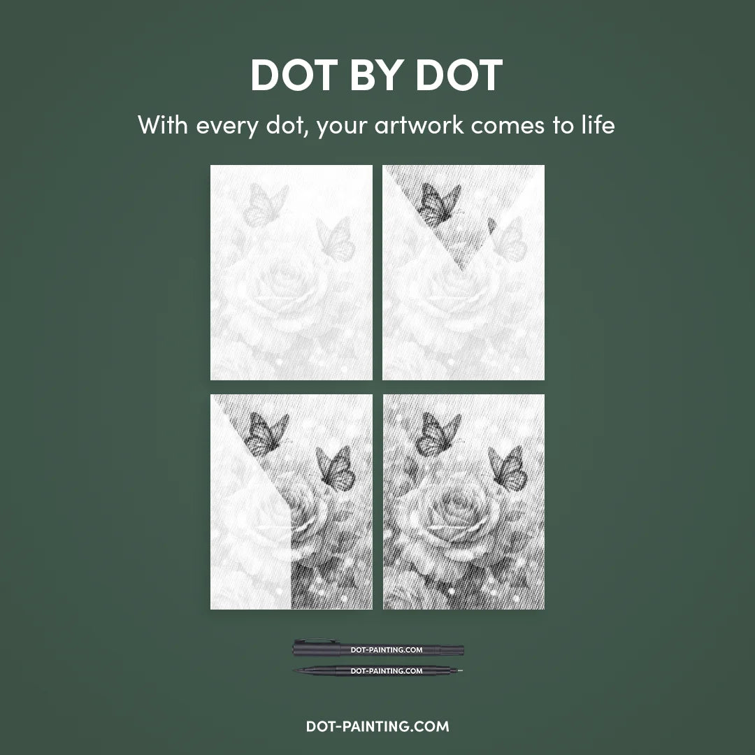 Butterfly with Rose Dot Painting