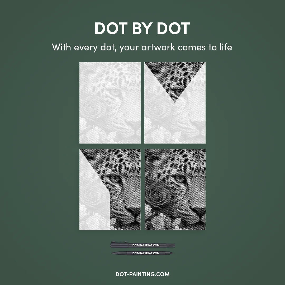 Botanical Panther Dot Painting